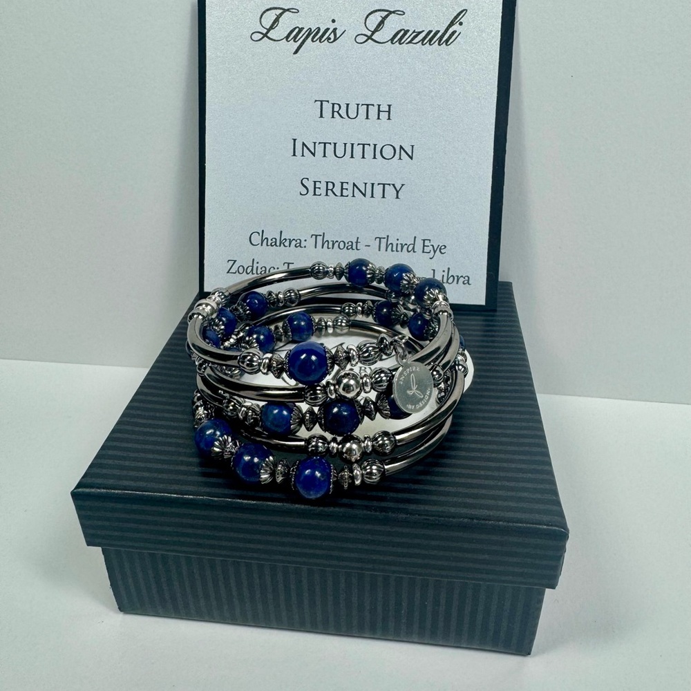 Lapis Lazuli Wire Wrap Layer Bracelet - image 1